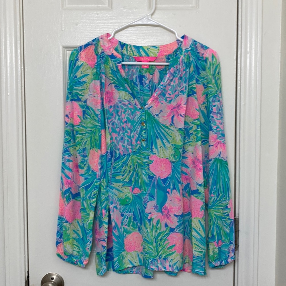 Lilly Pulitzer Elsa Silk Top - Multi Swizzle In
